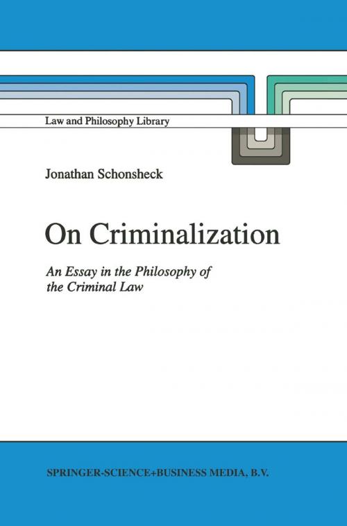 Cover of the book On Criminalization by J. Schonsheck, Springer Netherlands