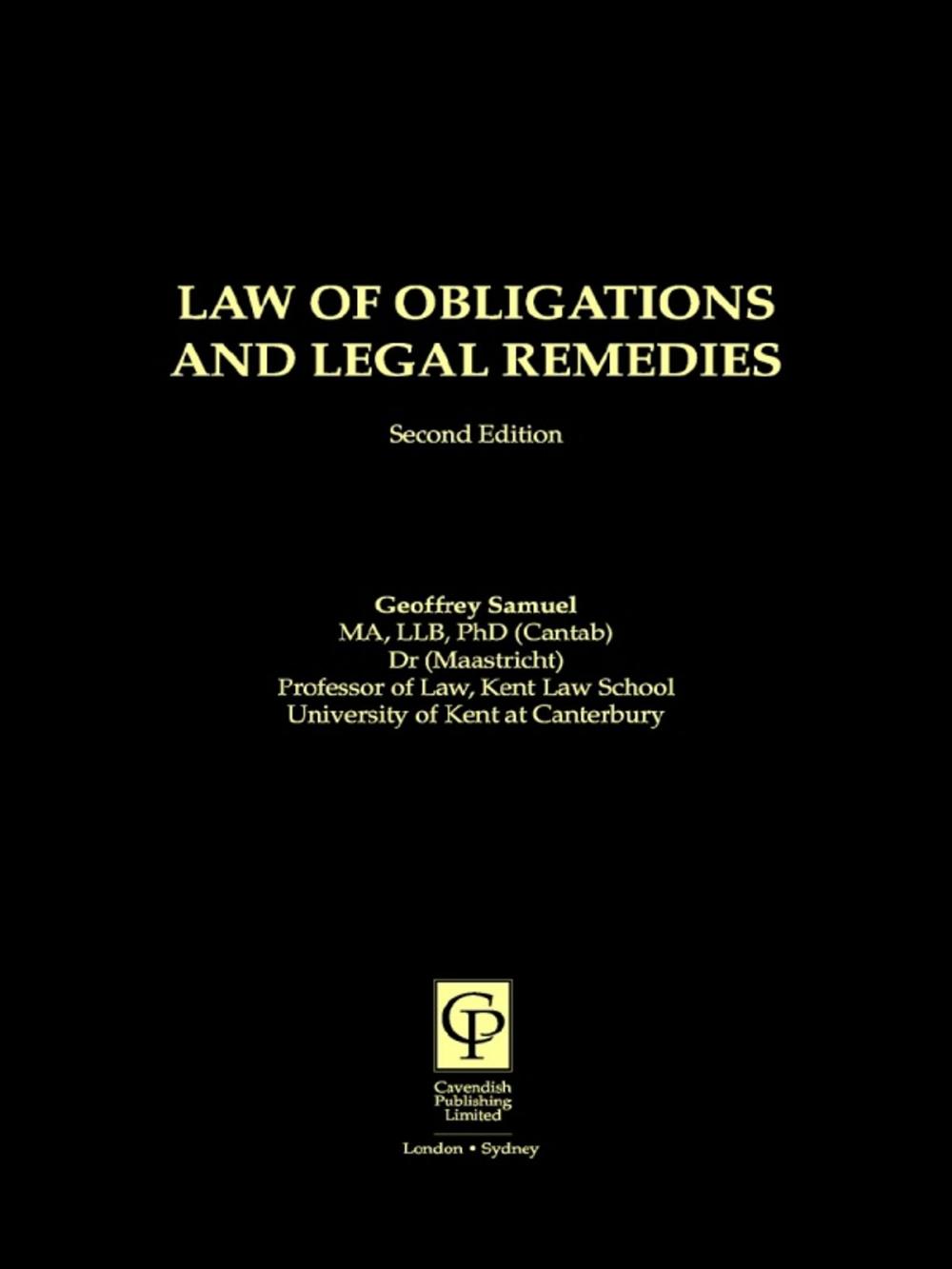 Big bigCover of Law of Obligations & Legal Remedies