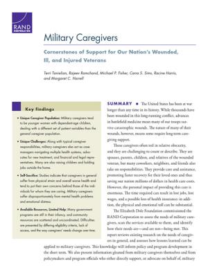 Cover of the book Military Caregivers by Beau Kilmer, Jonathan P. Caulkins, Brittany M. Bond, Peter H. Reuter