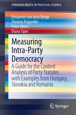 Cover of the book Measuring Intra-Party Democracy by B.H. Fahoum, P. Rogers, J.C. Rucinski, P.-O. Nyström, Moshe Schein, A. Hirshberg, A. Klipfel, P. Gorecki, G. Gecelter, R. Saadia