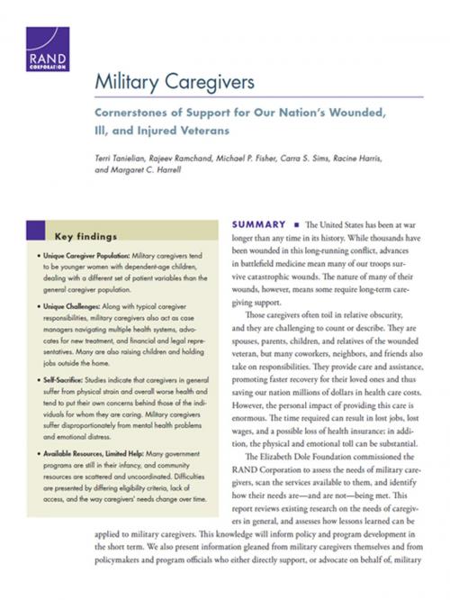 Cover of the book Military Caregivers by Terri Tanielian, Rajeev Ramchand, Michael P. Fisher, Carra S. Sims, Racine Harris, RAND Corporation