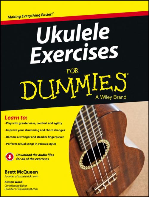 Cover of the book Ukulele Exercises For Dummies by Brett McQueen, Alistair Wood, Wiley