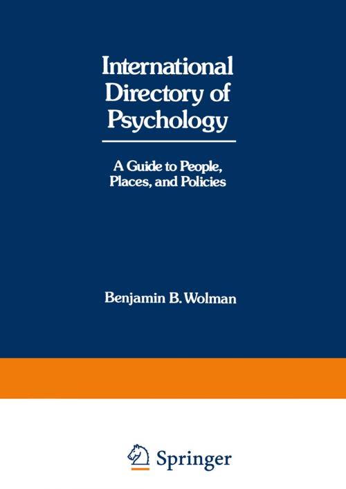 Cover of the book International Directory of Psychology by Benjamin B. Wolman, Springer US