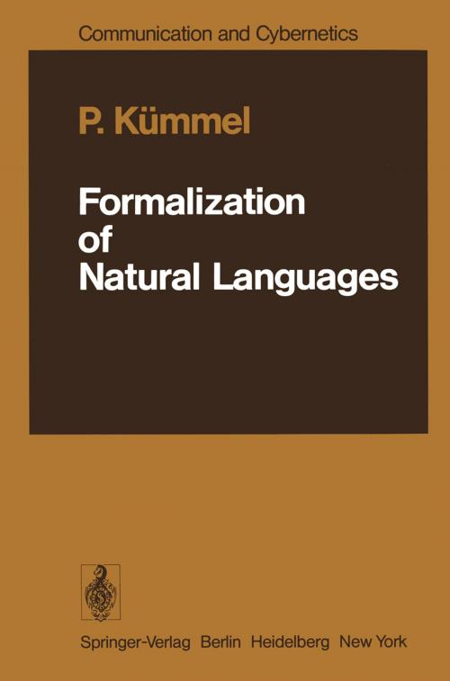 Cover of the book Formalization of Natural Languages by P. Kümmel, Springer Berlin Heidelberg
