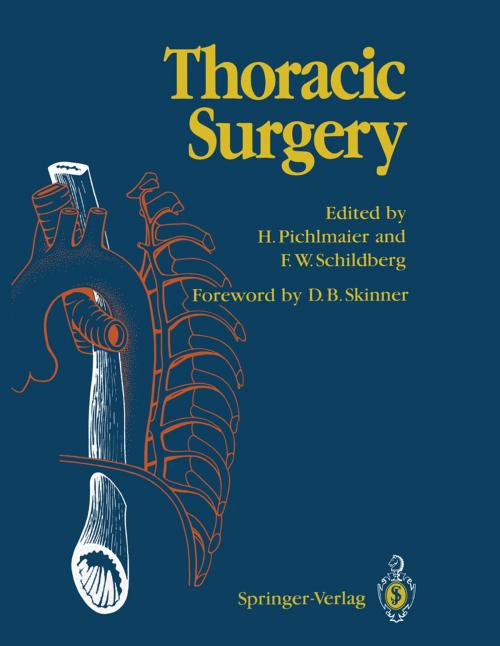 Cover of the book Thoracic Surgery by David B. Skinner, U. Demmel, R. Grundmann, H. Hamelmann, H. Hofmann, T. Junginger, E. Kiffner, J.M. Müller, H. Pichlmaier, F.W. Schildberg, M.H. Schoenberg, M. Thermann, R. Thoma, M.M. Wanke, K. Zilles, Springer Berlin Heidelberg