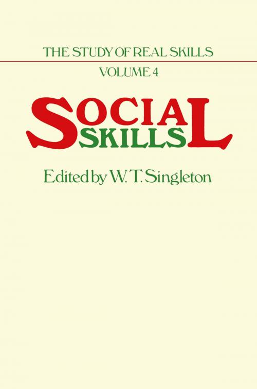 Cover of the book Social Skills by W. T. Singleton, Springer Netherlands