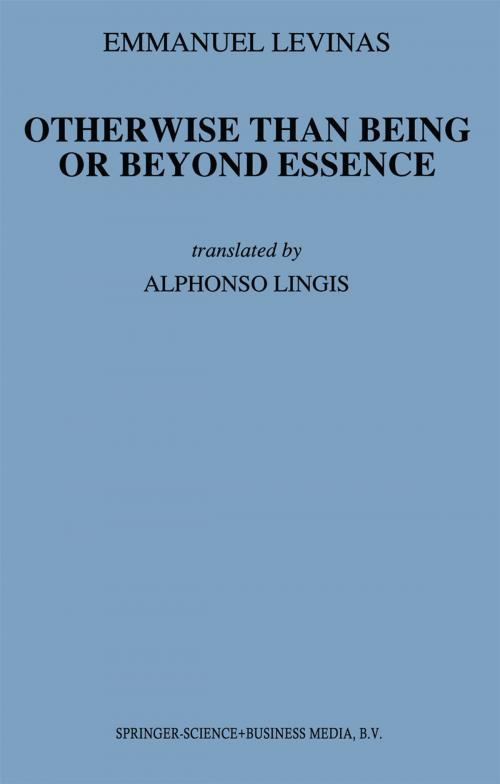Cover of the book Otherwise Than Being or Beyond Essence by E. Levinas, Springer Netherlands
