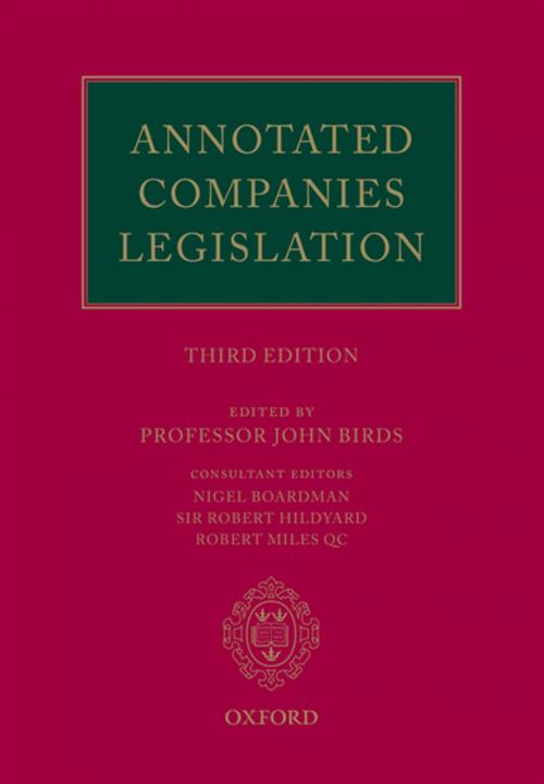 Cover of the book Annotated Companies Legislation by Nigel Boardman, Robert Hildyard, Robert Miles QC, OUP Oxford