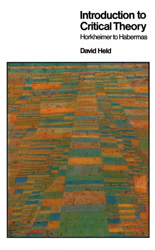 Cover of the book Introduction to Critical Theory by David Held, Wiley