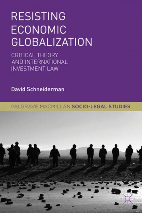 Cover of the book Resisting Economic Globalization by Professor David Schneiderman, Palgrave Macmillan