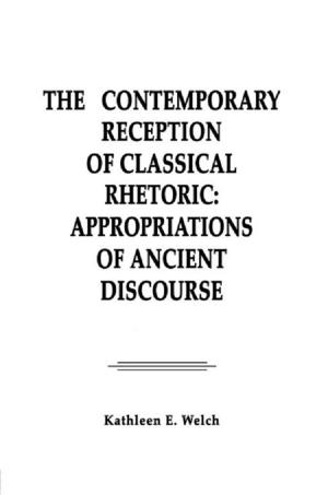 Cover of the book The Contemporary Reception of Classical Rhetoric by Barbara R. Blackburn, Bradley Steven Witzel