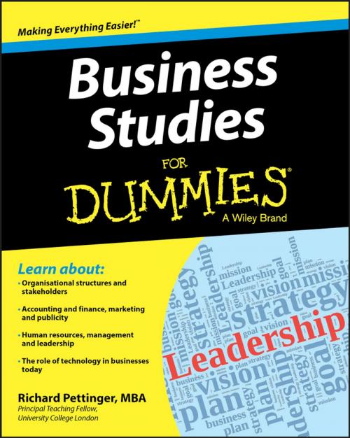 Cover of the book Business Studies For Dummies by Richard Pettinger, Wiley