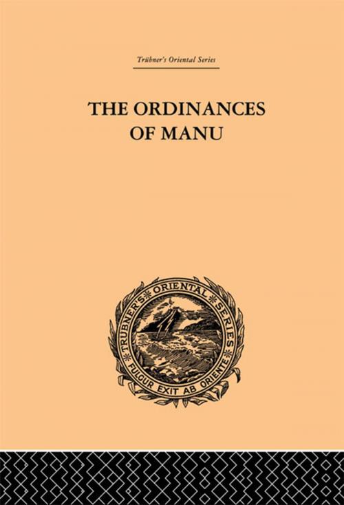 Cover of the book The Ordinances of Manu by Arthur Coke Burnell, Taylor and Francis