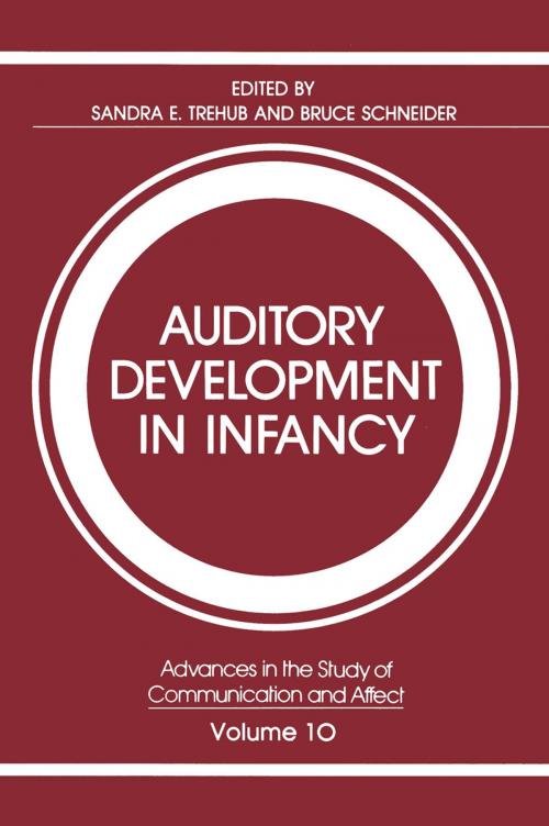 Cover of the book Auditory Development in Infancy by Sandra E. Trehub, Bruce Schneider, Springer US
