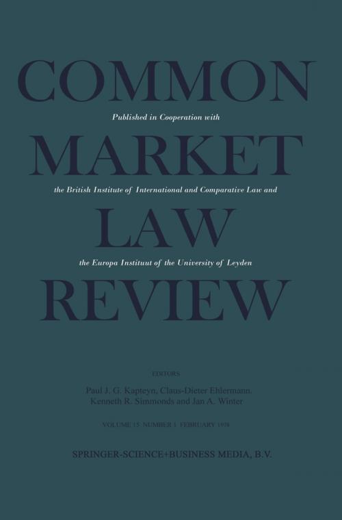 Cover of the book Common Market Law Review by , Springer Netherlands