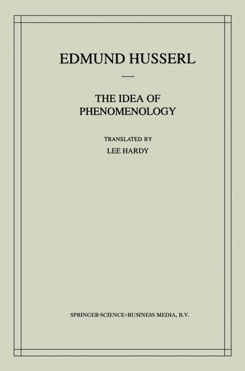 Cover of the book The Idea of Phenomenology by Edmund Husserl, Springer Netherlands