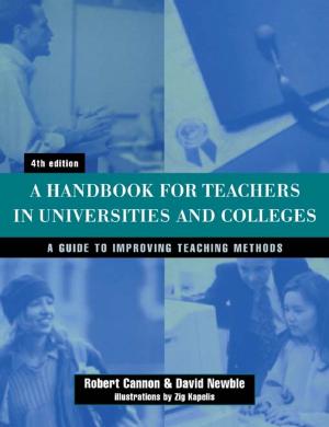 Cover of the book Handbook for Teachers in Universities and Colleges by Siegfried Morenz