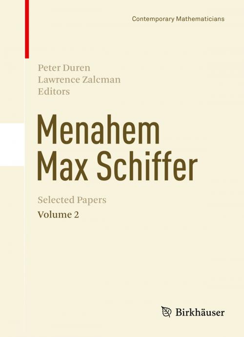 Cover of the book Menahem Max Schiffer: Selected Papers Volume 2 by , Springer New York