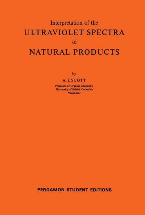 Cover of the book Interpretation of the Ultraviolet Spectra of Natural Products by A. I. Scott, Elsevier Science