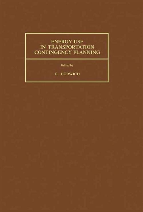 Cover of the book Energy Use in Transportation Contingency Planning by , Elsevier Science
