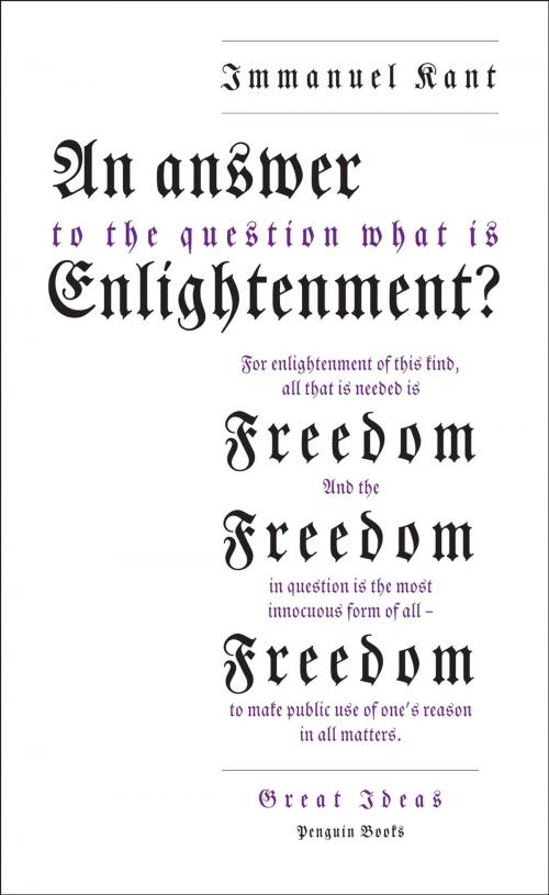 Cover of the book An Answer to the Question: 'What is Enlightenment?' by Immanuel Kant, Penguin Books Ltd