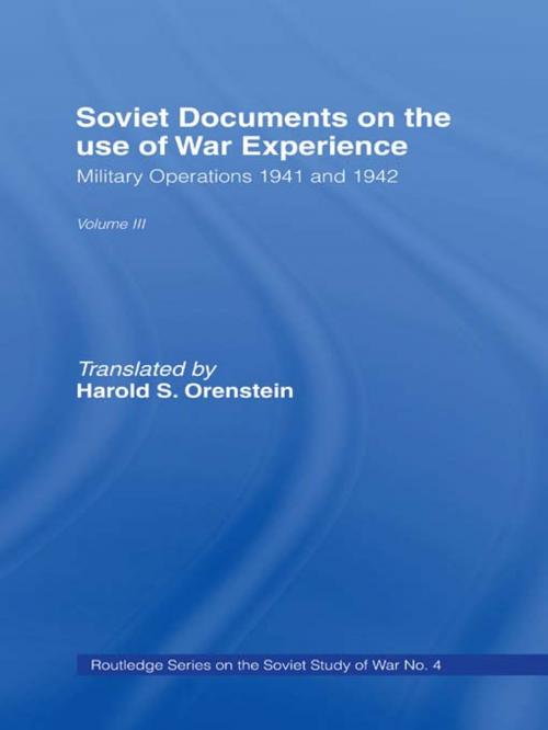 Cover of the book Soviet Documents on the Use of War Experience by , Taylor and Francis