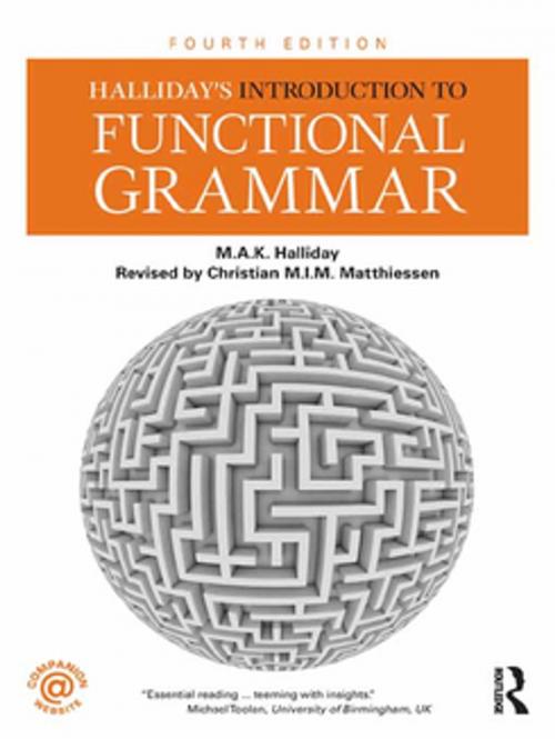 Cover of the book Halliday's Introduction to Functional Grammar 4th edition by M.A.K. Halliday, Christian M.I.M. Matthiessen, Taylor and Francis