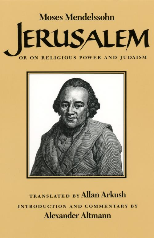 Cover of the book Jerusalem by Moses Mendelssohn, Brandeis University Press