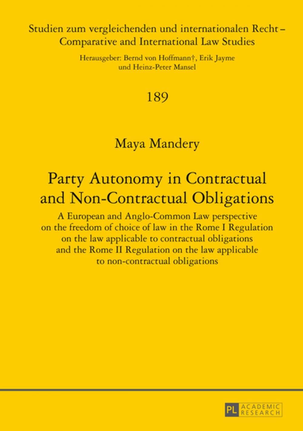 Big bigCover of Party Autonomy in Contractual and Non-Contractual Obligations