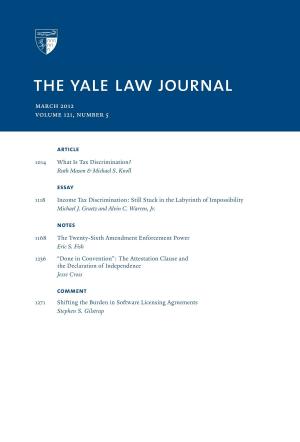 Book cover of Yale Law Journal: Volume 121, Number 5 - March 2012
