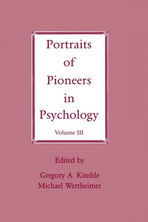 Cover of the book Portraits of Pioneers in Psychology by , Taylor and Francis