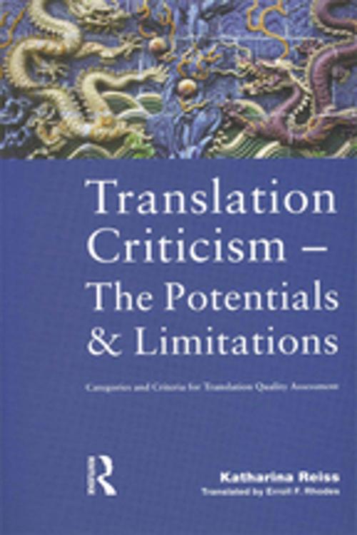 Cover of the book Translation Criticism- Potentials and Limitations by Katharina Reiss, Taylor and Francis