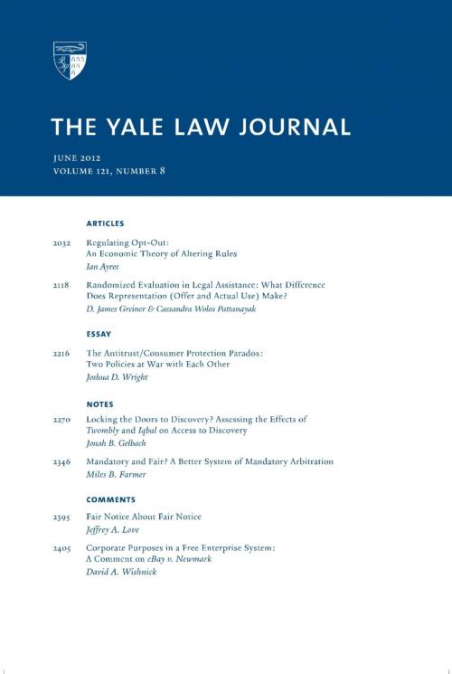 Cover of the book Yale Law Journal: Volume 121, Number 8 - June 2012 by Yale Law Journal, Quid Pro, LLC