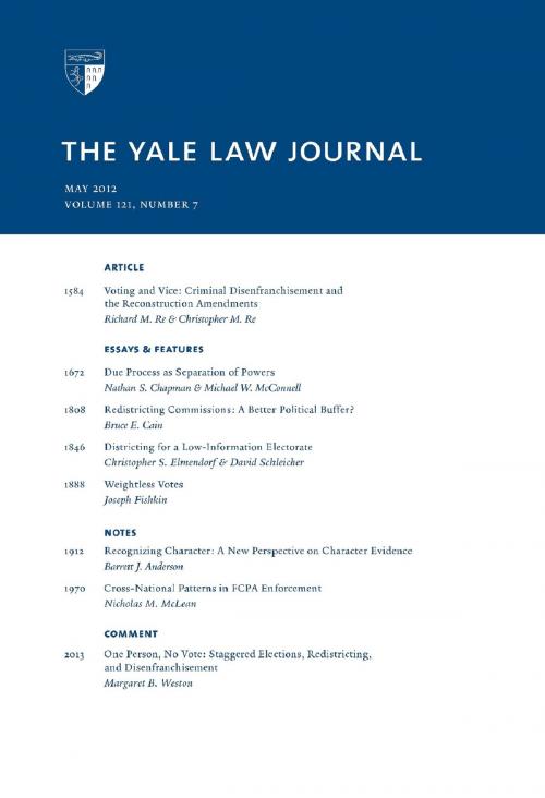 Cover of the book Yale Law Journal: Volume 121, Number 7 - May 2012 by Yale Law Journal, Quid Pro, LLC