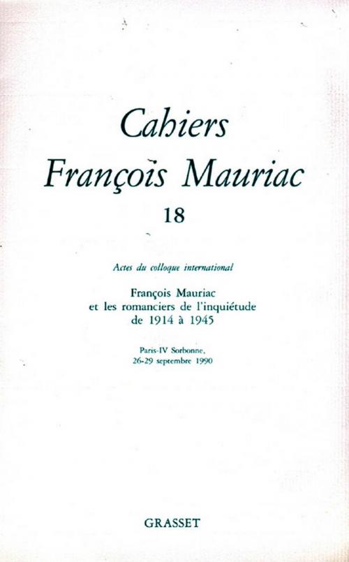 Cover of the book Cahiers numéro 18 by François Mauriac, Grasset