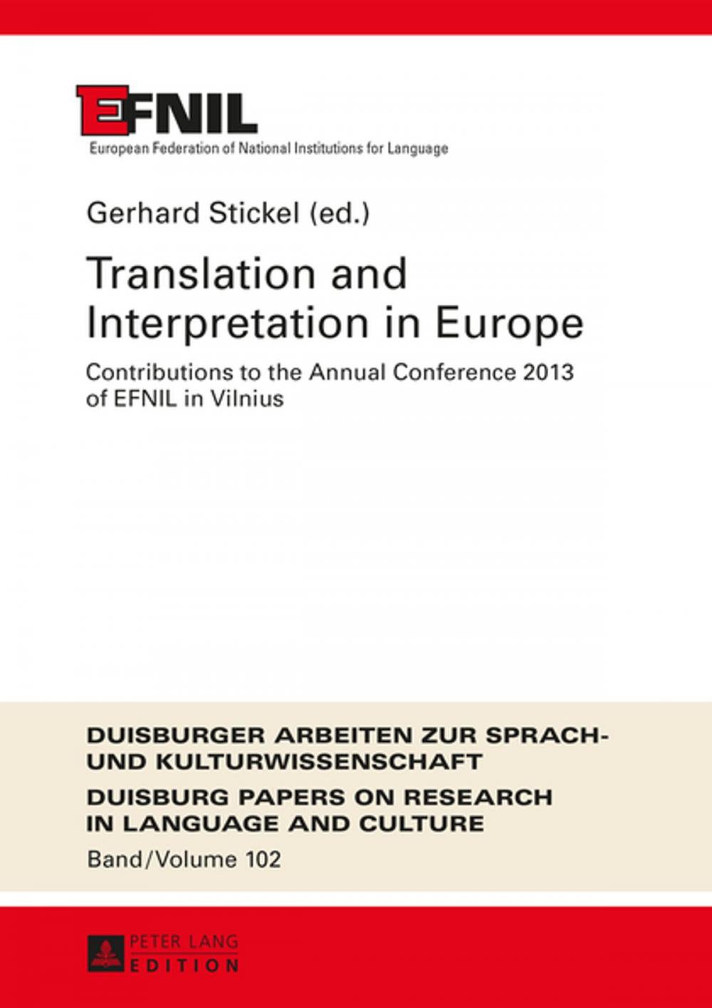Big bigCover of Translation and Interpretation in Europe