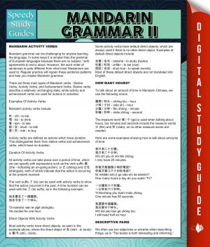 Book cover of Mandarin Grammar II (Speedy Language Study Guides)