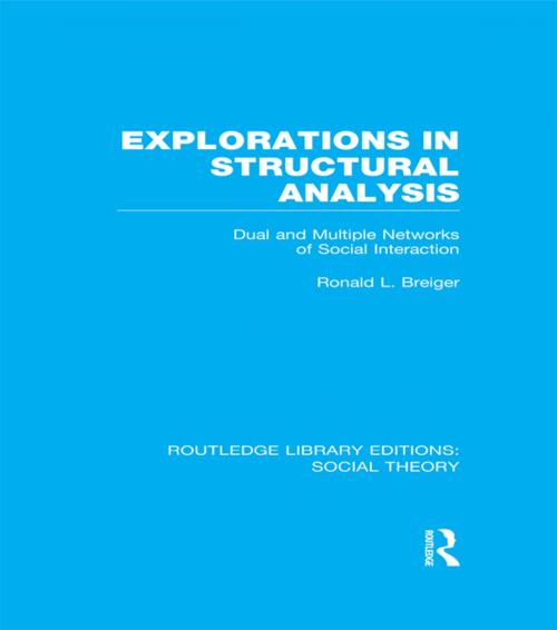 Cover of the book Explorations in Structural Analysis (RLE Social Theory) by Ronald L. Breiger, Taylor and Francis