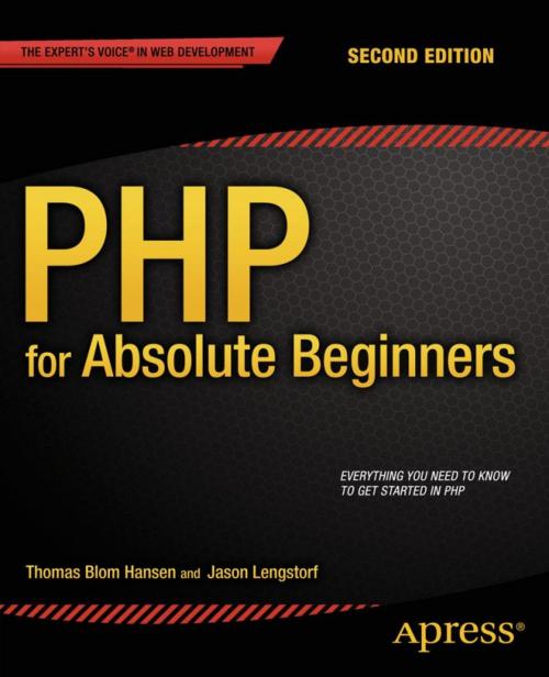 Cover of the book PHP for Absolute Beginners by Jason Lengstorf, Thomas Blom Hansen, Apress
