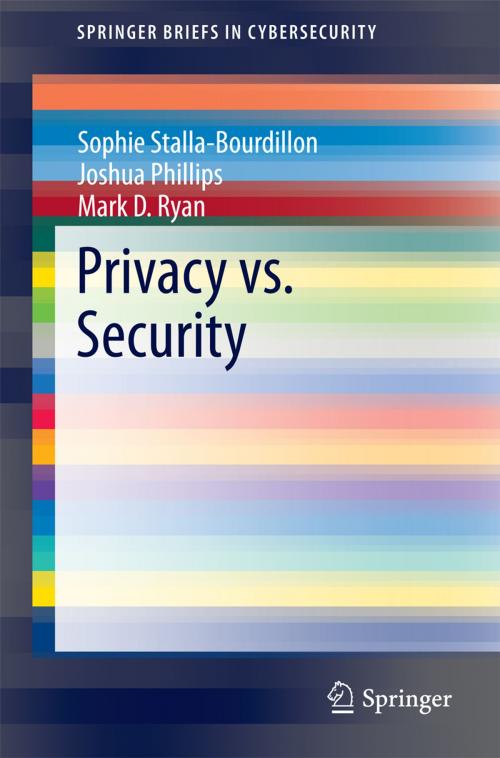 Cover of the book Privacy vs. Security by Sophie Stalla-Bourdillon, Joshua Phillips, Mark D. Ryan, Springer London