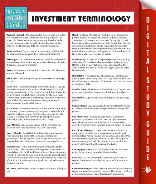 Cover of the book Investment Terminology by Speedy Publishing, Speedy Publishing LLC