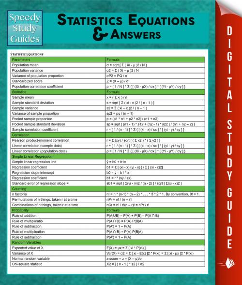 Cover of the book Statistics Equations & Answers by Speedy Publishing, Speedy Publishing LLC