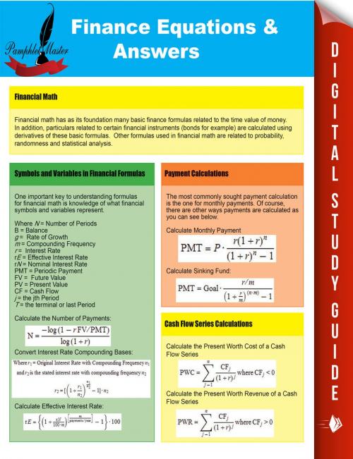 Cover of the book Finance Equations & Answers by Pamphlet Master, Speedy Publishing LLC