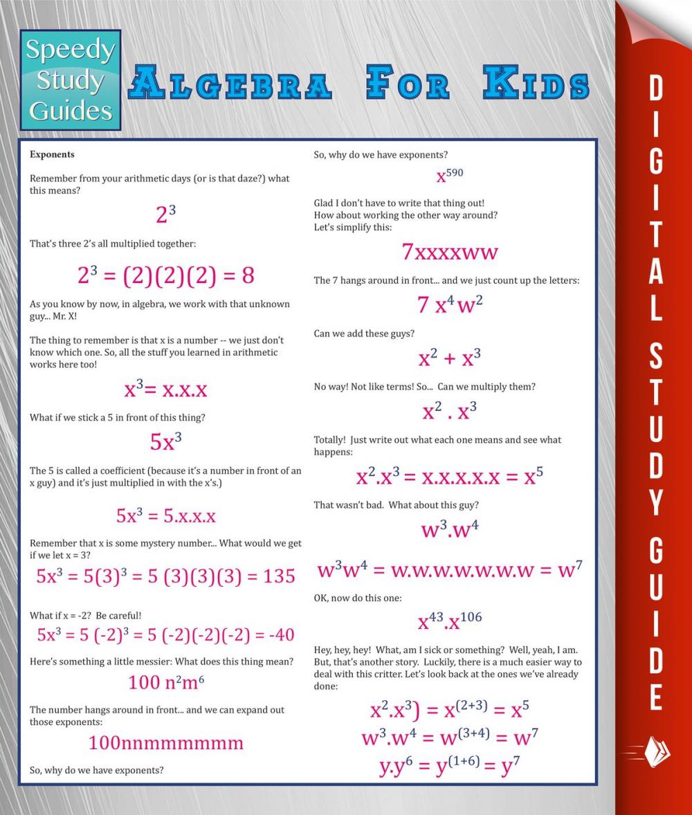 Big bigCover of Algebra For Kids (Speedy Study Guide)