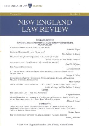Cover of New England Law Review: Volume 48, Number 3 - Spring 2014