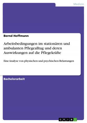 Cover of the book Arbeitsbedingungen im stationären und ambulanten Pflegealltag und deren Auswirkungen auf die Pflegekräfte by Jessica Nagel