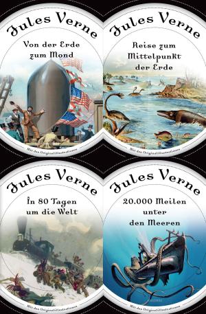 Book cover of Jules Verne - Romane (20.000 Meilen unter den Meeren - In 80 Tagen um die Welt - Reise zum Mittelpunkt der Erde - Von der Erde zum Mond)