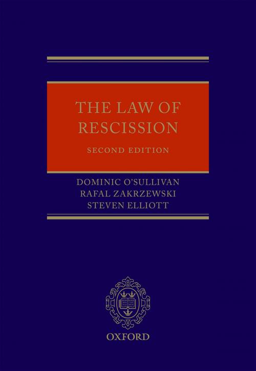 Cover of the book The Law of Rescission by Dominic O'Sullivan QC, Steven Elliott, Rafal Zakrzewski, OUP Oxford