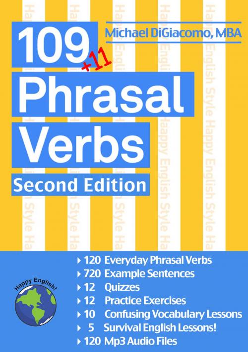 Cover of the book 109 Phrasal Verb Second Edition by Michael DiGiacomo, Happy English