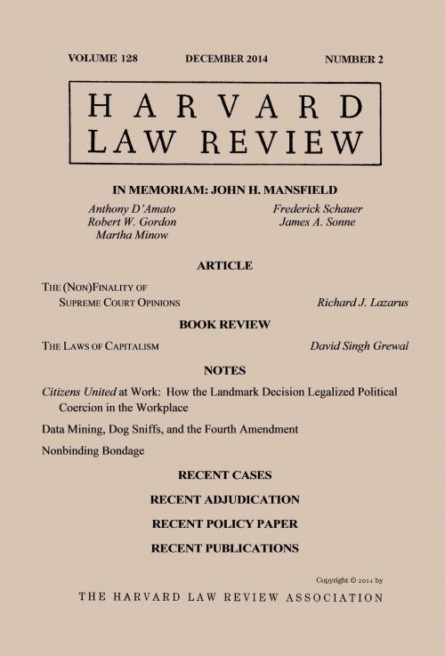 Cover of the book Harvard Law Review: Volume 128, Number 2 - December 2014 by Harvard Law Review, Quid Pro, LLC